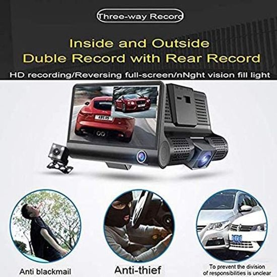Caméra De Bord Grand Angle 170° Dashcam Rétroviseur Avec Caméra Arrière Étanche - Full HD 1080P + Aide Stationnement
