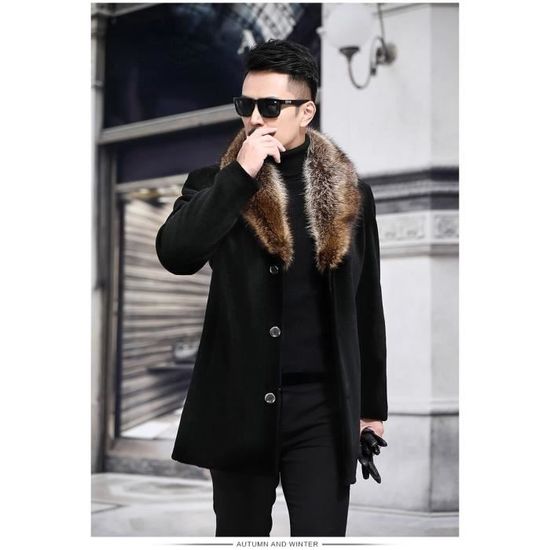 Caban sales fourrure homme