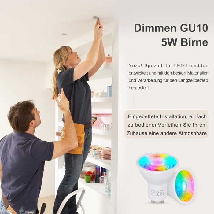 WANGPEI Lot 3 Ampoules LED E27 RGB 5W Dimmables Avec Télécommande - 16 Couleurs Ambiance