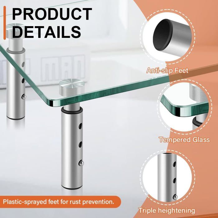 Rehausseur De Moniteur - 50 X 20 X 7,7 Cm, Support Réglable, Design