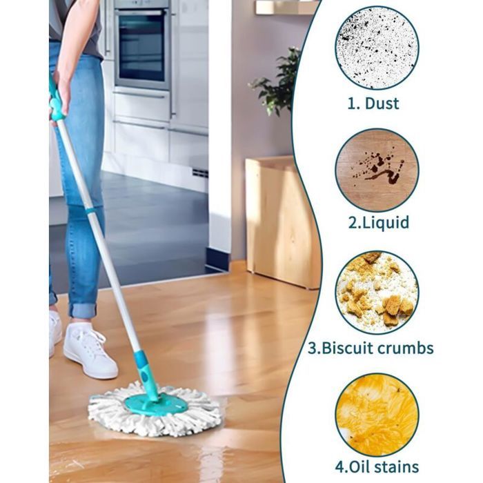 Lot De 3 Têtes De Rechange Microfibre Pour Leifheit Clean Twist Disc Mop - Compatible Vadrouille Twist
