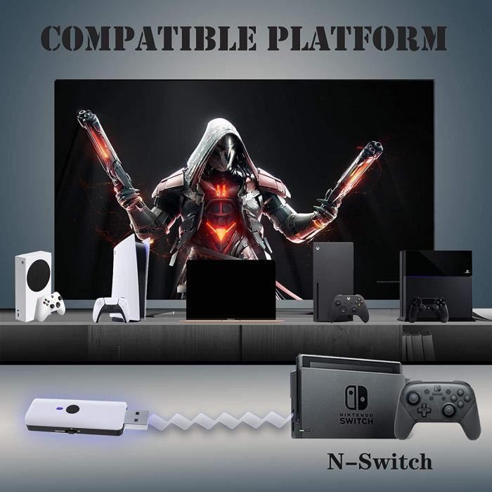 Adaptateur sans fil pour manette de jeu, convertisseur USB, latence  ultra-faible, compatible avec PS5, PS4, PS3, Switch Lite, DS50 Pro