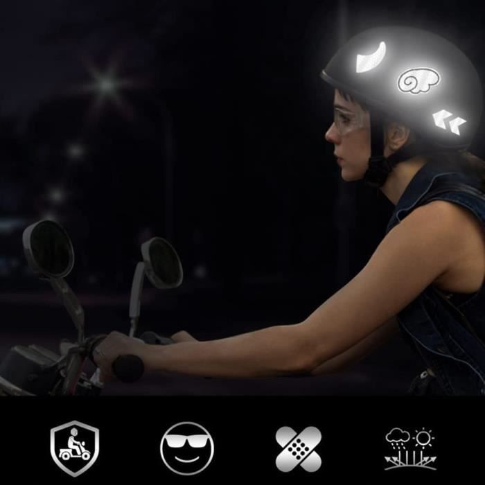 8 Bandes adhésives réfléchissantes pour signalisation sur Casque 8x2 cm Blanc Réfléchissant
