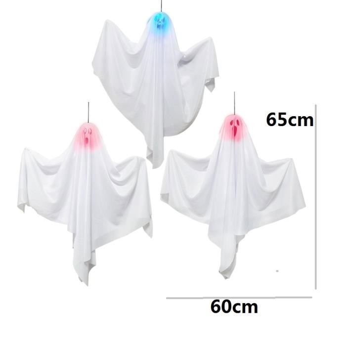 Décorations Halloween Fantômes Suspendus Luminescents - 30x25 Cm, Cordon 2m, Brille Dans Le Noir - 5