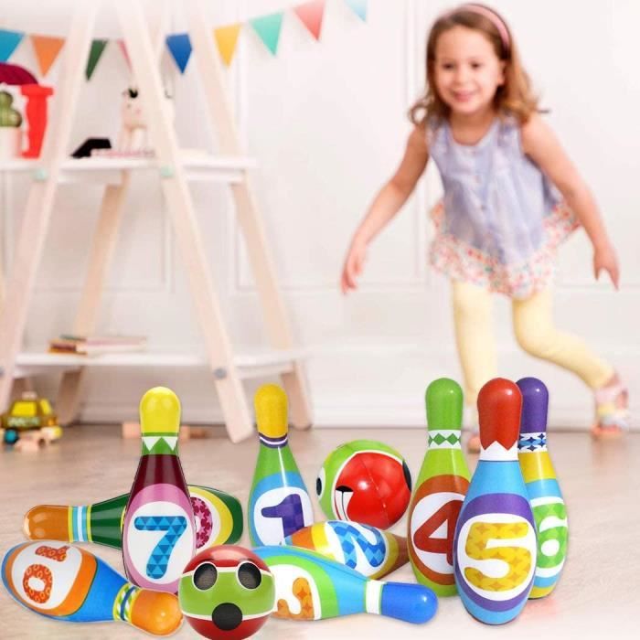 Bowling Léger Sûr Bébé Jeu De Quilles En Mousse Dreamon - 10 Quilles + 2 Balles Avec Sac De Rangement Pour Enfants 3-5 Ans
