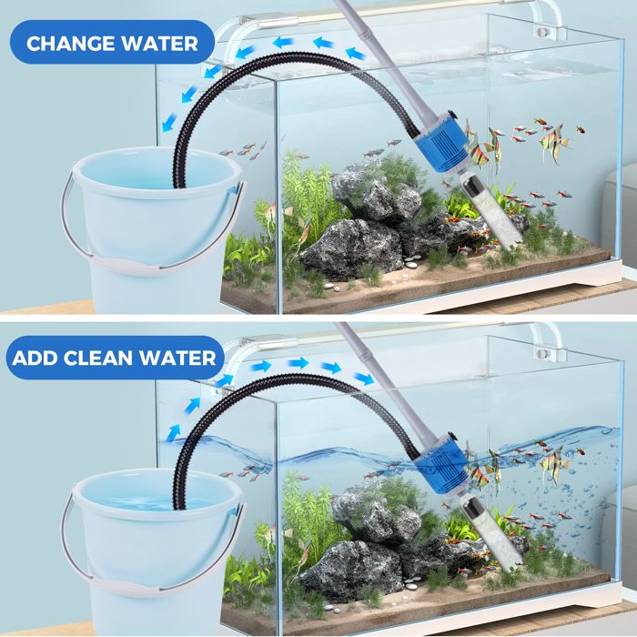 Aspirateur Nettoyeur Pour Aquarium - Siphon Pour Gravier, Nettoyage D'eau Pour Poissons, Crevettes, Tortues (longueur 2.1 M)