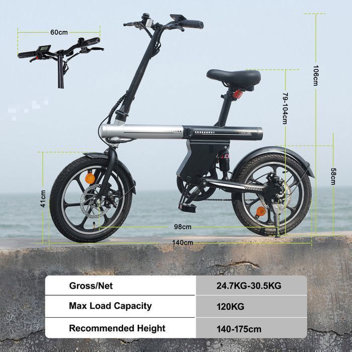 AVDLEU Vélo Électrique Pliable Roues 16" Moteur 250W 25km/h — free download