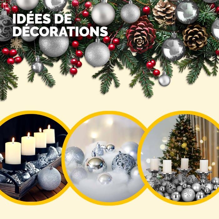 Boules De Noël Kari , Or, 36 Pièces, Boules De Noël En Plastique, 4 Cm, Boules De