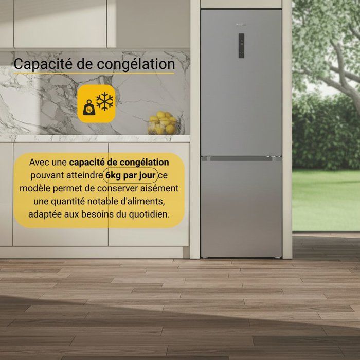 R frig rateur Combin WHIRLPOOL WHK26402XP4E 355 L Dual NoFrost r-frig-rateur-combin-whirlpool-whk26402xp4e-355-l-dual-nofrost