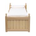 1: 12 maison de poupée Miniature chambre meubles en bois massif lit avec matelas accessoire blanc tiroir lit Phenovo-0