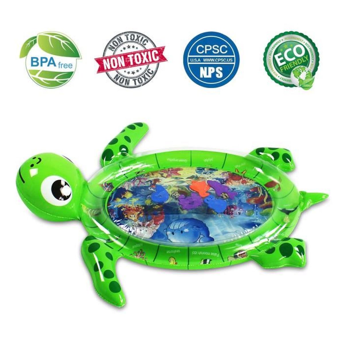 100 85CM Vert VAINECHAY Tapis deau Gonflable Bébé Tapis deau Eveil Enfant Tapis Jeu Enfant Eau Grande Taille Tortue 