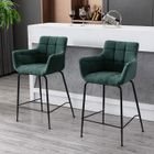 WAHSON OFFICE CHAIRS Wahson Tabouret de Bar Lot de 2 Chaise Bar Haute en Tissu, Tabourets Hauts pour Bar-Cuisine (Vert)