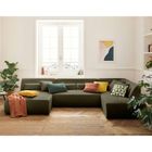 LISA DESIGN Onyx - canapé panoramique d'angle droit 7 places - en velours côtelé - Vert