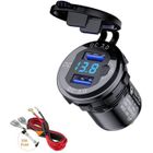 DASINKO Chargeur de Voiture USB Quick Charge QC 3.0 Double Port de Adaptateur étanche Charge Rapide 36W avec Voltmètre Numérique LED