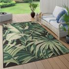 Paco Home Tapis Exterieur Terrasse Salon Cuisine Motif Boho Jungle Palmiers Noir Vert 120x170 cm