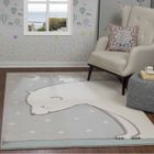 SURYA Tapis de Chambre d'Enfant à Poils Doux Ours Lapin Nuit Étoilé CLOUDY TEDDY 120x170cm Blanc/Gris