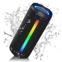 AIMIUVEI Enceinte Nomade Bluetooth5.3, Paire Stéréo, Enceinte Bluetooth, lumière LED - IPX7/TF/TWS, avec RGB/Fêtes/Voyage/Extérieur