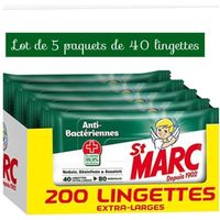 St marc lingette  désinfectant anti bactériennes -40 lingettes extra large -lot de 5