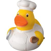 Figurine - Canard de bain cuisinier - 31080 - jaune et blanc en plastique sans phtalates
