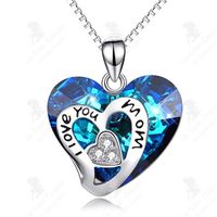 LCC® Collier en argent sterling 925 femme cristal autrichien pendentif coeur chaîne clavicule cadeau fête des mères