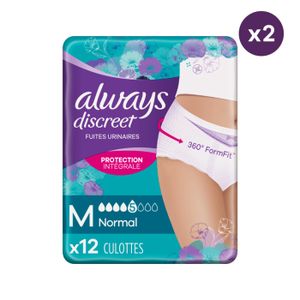 FUITES URINAIRES 2x12 Culottes pour Incontinence Always Discreet - 