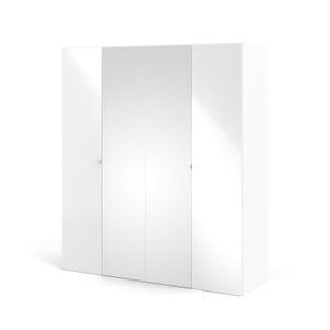 ARMOIRE DE CHAMBRE Armoire Saskia 2 portes miroirs - Blanc brillant