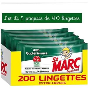 St Marc Lingette nettoyante Désinfectante 0% Résidus Agressifs, Compostable  - 42 lingettes antibactérien larges en Lot de 14 (Total 588 lingettes)