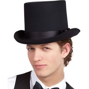 CHAPEAU - PERRUQUE Chapeau haut de forme noir adulte années 20 - Marque - Haut de gamme - Polyester - Mixte