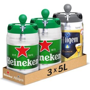 BIERE Pack de 3 fûts 5L - 2 Heineken, 1 Affligem Blonde