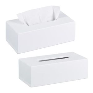 boîte à mouchoirs carrée Fanchon en rotin blanc cérusé