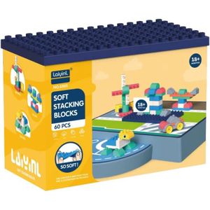 ASSEMBLAGE CONSTRUCTION Blocs De Construction Mous Pour Les Petits Enfants. Compatible Avec Lego Duplo. 60 Pièces Et Base D'Assemblage[J3479]