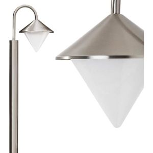 LAMPE DE JARDIN  hofstein Lampe d'extérieur Kasan, lampadaire en acier inoxydable design moderne en nickel mat, avec abat-jour en plastique, lamp408