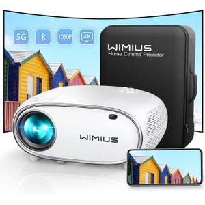 Vidéoprojecteur Vidéoprojecteur 5G WiFi Bluetooth 10000 Lumens, WiMiUS Projecteur Full HD 1080P Rétroprojecteur 4K Supporté