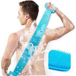 PARURE DE BAIN purateur de dos pour douche brosse de bain exfoliante en silicone avec poigne pour hommes et femmes76CM Bleu