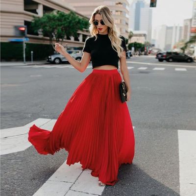Femmes Mode taille haute Fold Soild Vintage en vrac Plage Wrap Maxi Jupe  longue rouge Rouge - Cdiscount Prêt-à-Porter