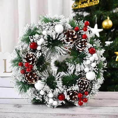 Couronne de Noël artificielle de 30 cm pour porte d'entrée, couronnes de Noël, guirlande de Noël artificielle pour porte d'entrée, fenêtre de maison, décoration de vacances, A Couronne de Noël artificielle de 30 cm pour porte d'entrée, couronnes de Noël, guirlande de Noël artificielle pour porte d'entrée, fenêtre de maison, décoration de vacances, A