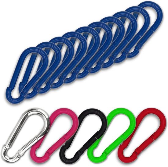 Pullther Lot De 10 Mousqueton Multifonction, 70mm/2.76'' Mousquetons