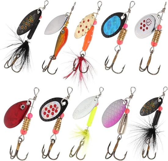 Lot De 2 Appâts Cuillère Spinner Métal Pêche Aux Leurres - 54 Mm - Noir & Or Rose - Attractif En Mer