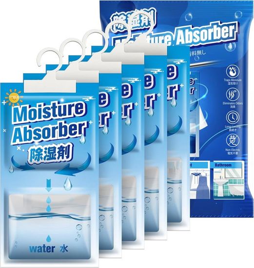 10 Sachets Déshumidificateurs Blancs - Absorbeur D'humidité Pour Armoire, Placard, Salle De Bain - 50 G Chacun - 8