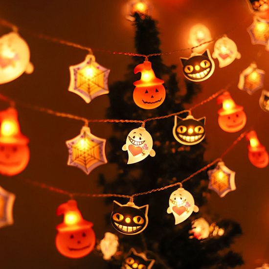 Guirlande Lumineuse Halloween 3 Mètres - 20 LEDs En Forme De Fantômes - Fonctionne Sur Piles (3xAA) - Pour Décoration Intérieure Et Extérieure - 7