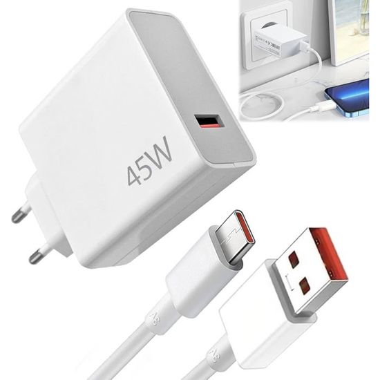 Chargeur Rapide 45W Pour Xiaomi Avec Câble USB-C 1m - Compatible Redmi Note 14, Pad 6, POCO X7 Et Autres Modèles - 5