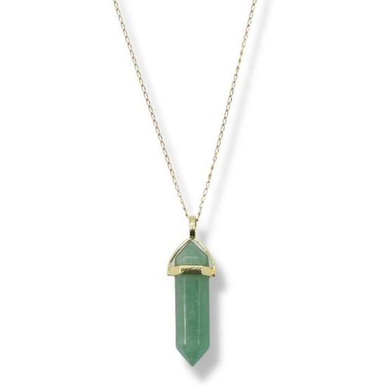 Collier Pendentif Or Massif 18 Carats - Améthyste Verte Naturelle, Fait Main
