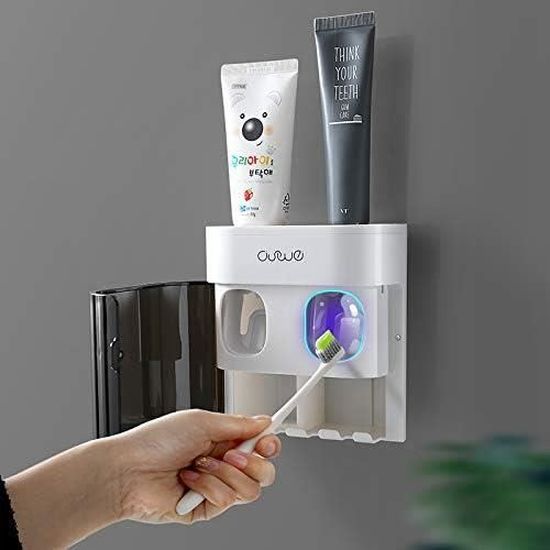 Kit Salle De Bain : 2 Gobelets à Brosses à Dents + 2 Presse-Dentifrice - Design Moderne Anti-dérapant - Pour Famille, Voyage Ou Dortoir