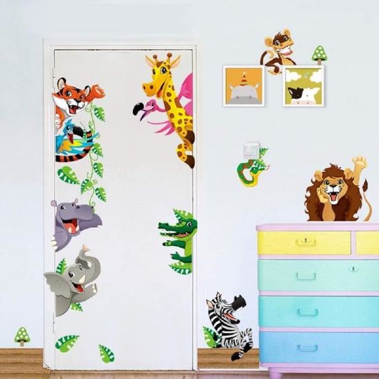 Ufengke Voiture De Bande Dessinée Avion Montgolfière Stickers Muraux La