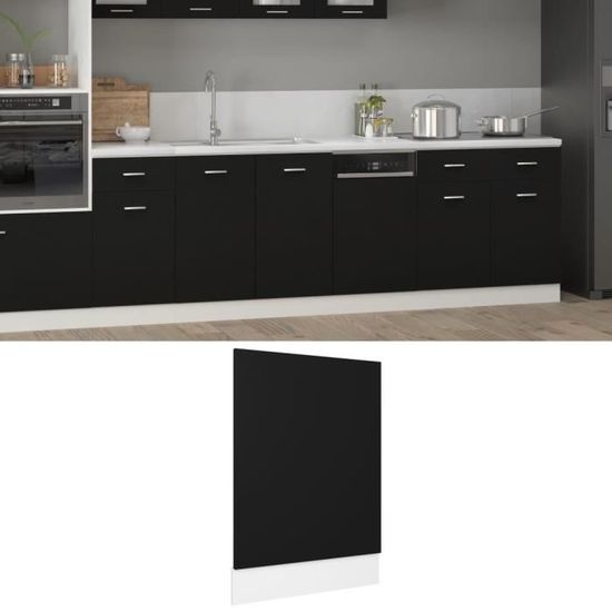 3603•SALE CHIC Panneau de lave-vaisselle Noir 45x3x67 cm Aggloméré|ARMOIRE BUFFET Meuble haut Meuble bas Cuisine