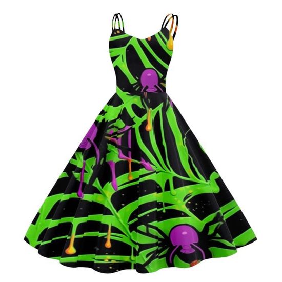 Robe Halloween Femme - Imprimé Sang - Manches Longues - Style Gothique - Taille Grande Disponible - Pour Soirée Déguisement
