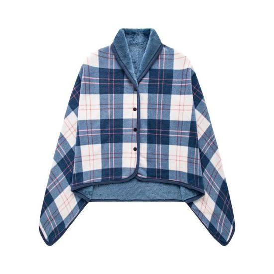 Poncho Polaire WINKEEY Femme - Taille Unique 100x140cm, Châle Cape Avec Boutons, Gris