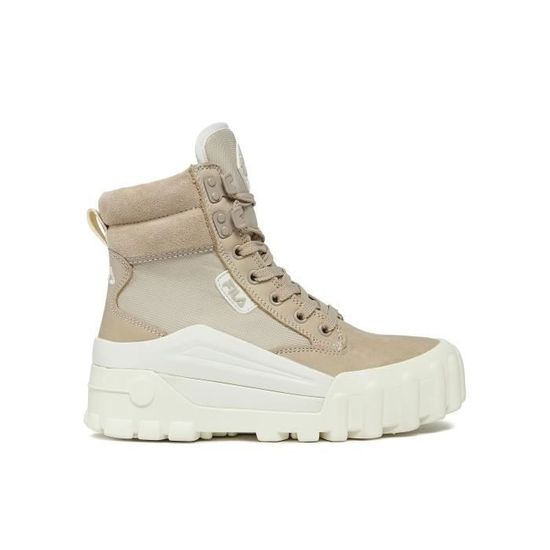 Baskets femme FILA Grungelution Mid Wmn FFW0362.73074 Beige Lacets Lifestyle Feather gray marshmallow Cdiscount Chaussures