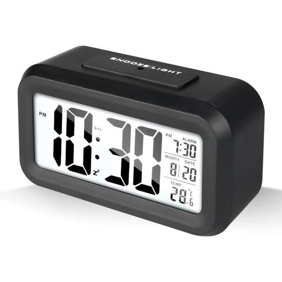 Réveil Numérique Triangulaire élégant à Piles Avec Triple Alarmes Et Une Veilleuse Douce Pour Un Environnement De Sommeil Confortable (blanc - 10