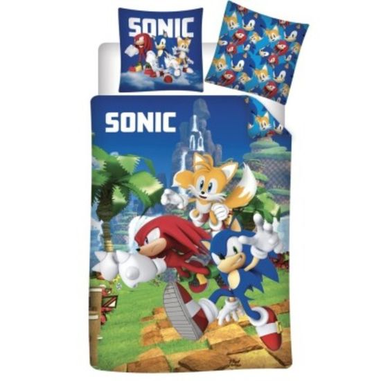 Halantex Parure De Lit SONIC THE HEDGEHOG - Sonic Tails Knuckles - Housse De Couette 140 X 200